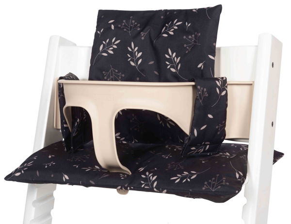 Afbeeldingen van Seat Cushion Set Romantic Leaves Black
